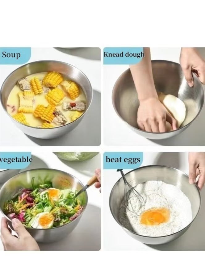 3-piece 304 Stainless Steel Basin,Beat Eggs,Kenad Into Dough, Fruit Salad And Prepare Vegetables 700ml+1200ml+2000ml - Image 5