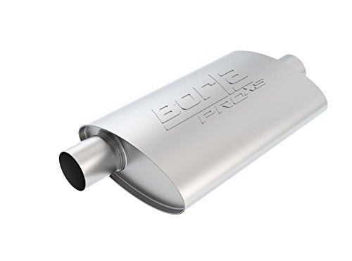 BORLA 40358 ProXS Universal Performance Muffler 2.5" Offset Inlet / 2.5" Center Outlet 4" x 9.5" Oval x 14" Long body 19" Overall Length Un-Notched Necks Reversible Design T-304 Stainless Steel - Image 2