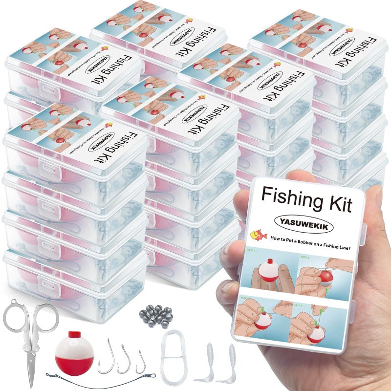 yasuwekik 4 Pack Mini Fishing Kits Bulk Small Emergency Survival Fishing Kits Outdoor Compact Fishing Tackle Kits with Case for Beginner Christmas Shoebox Fillers for Fishing Party Favors - Image 1