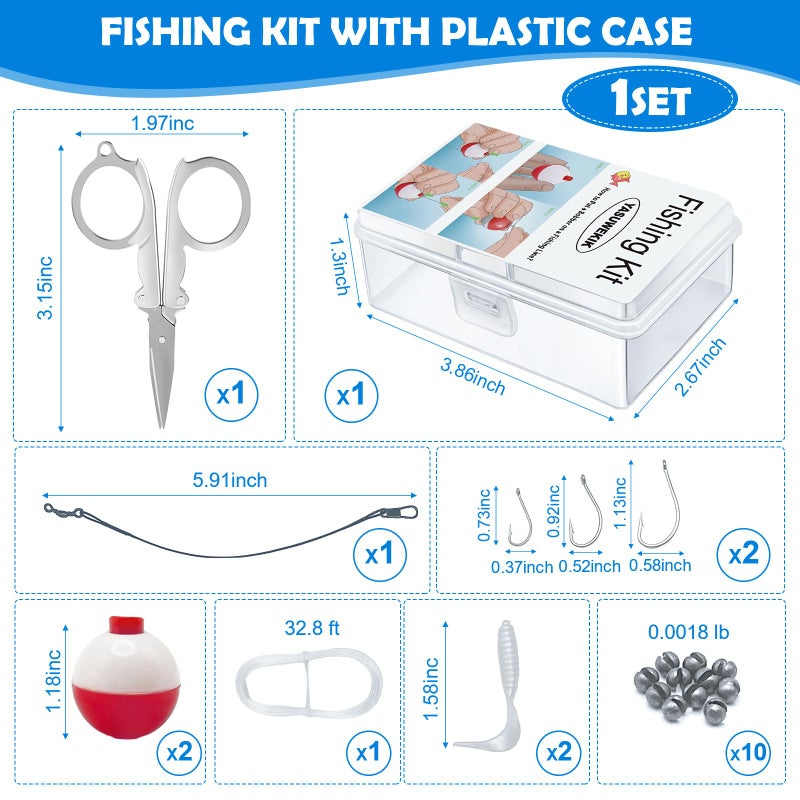 yasuwekik 4 Pack Mini Fishing Kits Bulk Small Emergency Survival Fishing Kits Outdoor Compact Fishing Tackle Kits with Case for Beginner Christmas Shoebox Fillers for Fishing Party Favors - Image 2