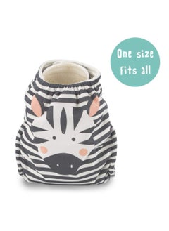 Kit & Kin Kit & Kin Reusable Cloth Nappy, Super Absorbent, Sustainable & Hypoallergenic (Zebra Design, One Size)  - Image 1