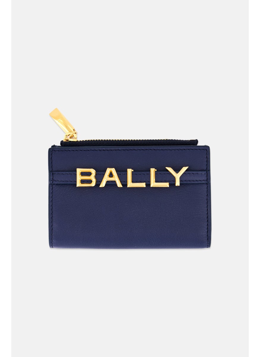 BALLY Women Brand Logo Foldable Wallet, Navy  - Image 1