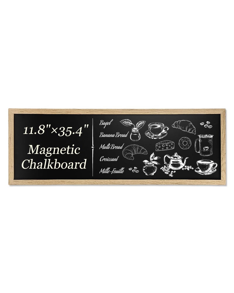 TORASO Magnetic Chalkboard for Wall, Long Chalk Board, Wall Hanging Menu for Restaurant, Food Truck, Kitchen, Chalk Board for Kitchen, Bar & Home Decor 11.8" x 35.4" - Image 2