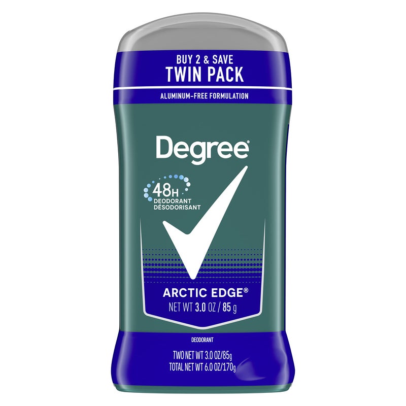 Degree Men Original Deodorant 48Hour Odor Protection Arctic Edge Deodorant For Men 3 oz Twin Pack