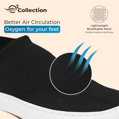 YOHO FreeStep spacious and casual slip on shoes | Comfortable for long hours of walking | Outperforms memory foam | Arch support Insole | Classic Black - UK 6 - Image 3