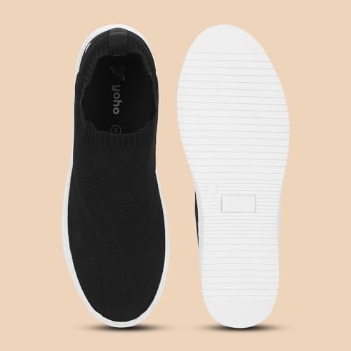YOHO FreeStep spacious and casual slip on shoes | Comfortable for long hours of walking | Outperforms memory foam | Arch support Insole | Classic Black - UK 6 - Image 4