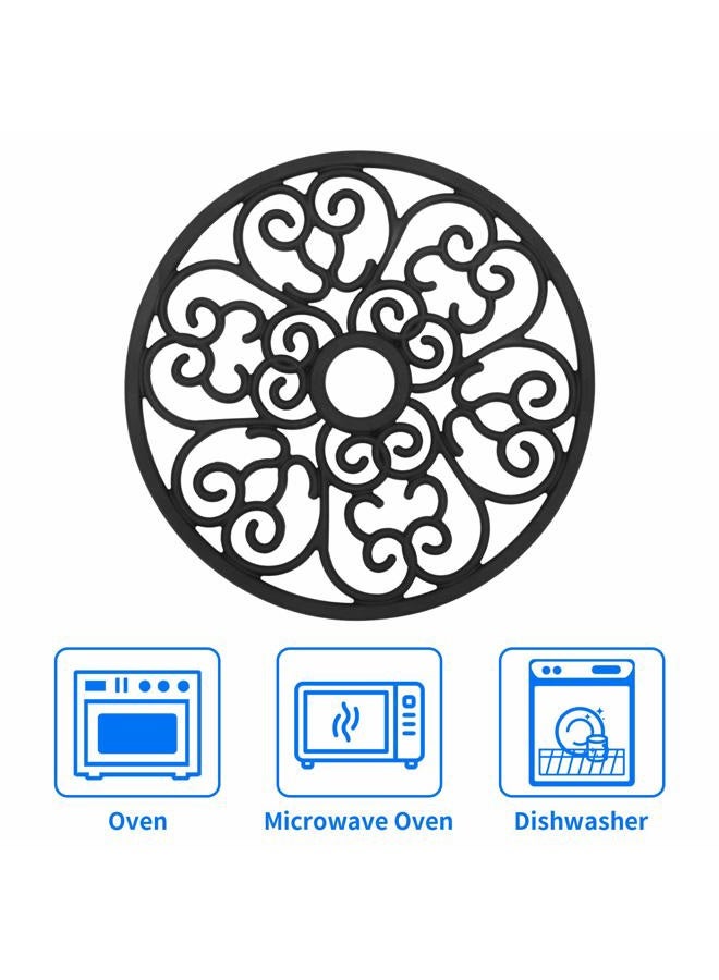 ChefBee Silicone Trivet Mat Set of 3 Non-Slip Heat Resistant Trivet Mat for Table Worktop Protector (Black) - Image 3