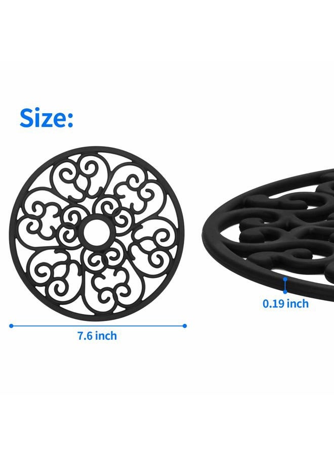 ChefBee Silicone Trivet Mat Set of 3 Non-Slip Heat Resistant Trivet Mat for Table Worktop Protector (Black) - Image 2