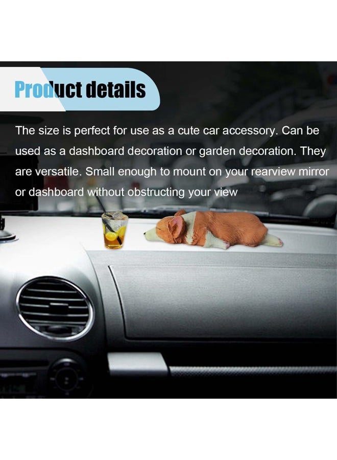 BDZMC Cute Dog Car Rearview Mirror Accessories, Sleeping Corgi & Lemon Tea Dashboard Decoration, Resin Car Ornament, Funny Automotive Mirror Accessories for Home Office - Image 4