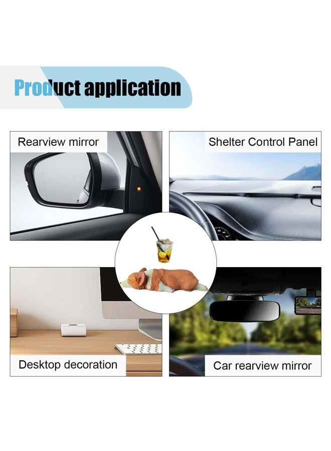 BDZMC Cute Dog Car Rearview Mirror Accessories, Sleeping Corgi & Lemon Tea Dashboard Decoration, Resin Car Ornament, Funny Automotive Mirror Accessories for Home Office - Image 5