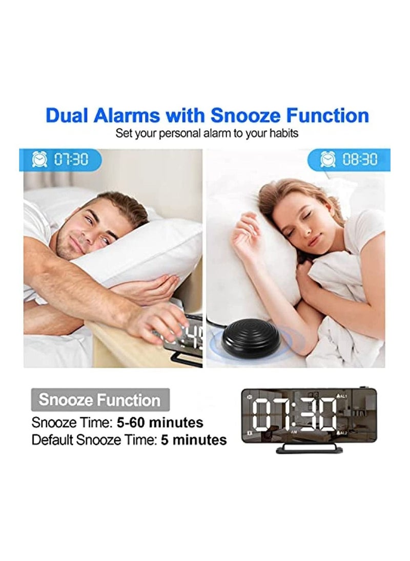 Generic - Extra Loud Alarm Clock with Bed Shaker for Heavy Sleeper Hearing Impaired Deaf LED Digital Clock with 180° Projector 12/24H DST Dual Alarms Snooze with USB Charger for Bedrooms Office - Image 1