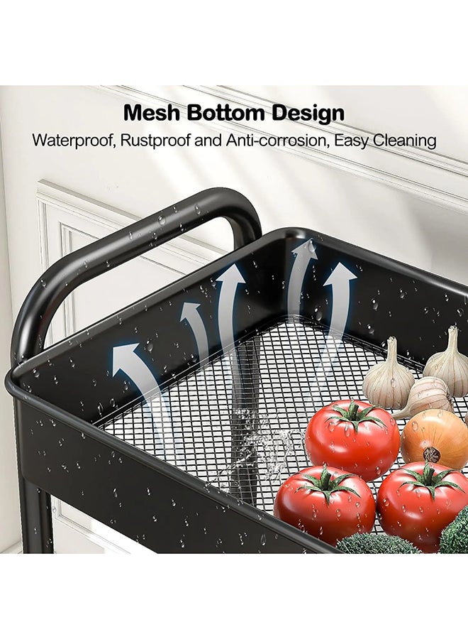 Feelings 3-Tier Multipurpose Storage Trolley | Rectangular Rolling Cart with Wheels | Foldable Utility Organizer for Kitchen, Bathroom, Office & Home  - Image 3