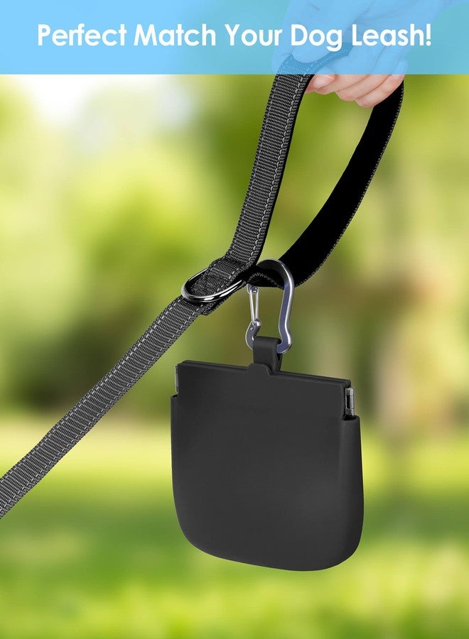 RBibei【One-Hand Access Silicone Dog Treat Pouch, Small Pocket Sized Training Pouch with Pull Tab & Auto Closing Lid for Easy Pet Training & Walking (Black) - Image 4