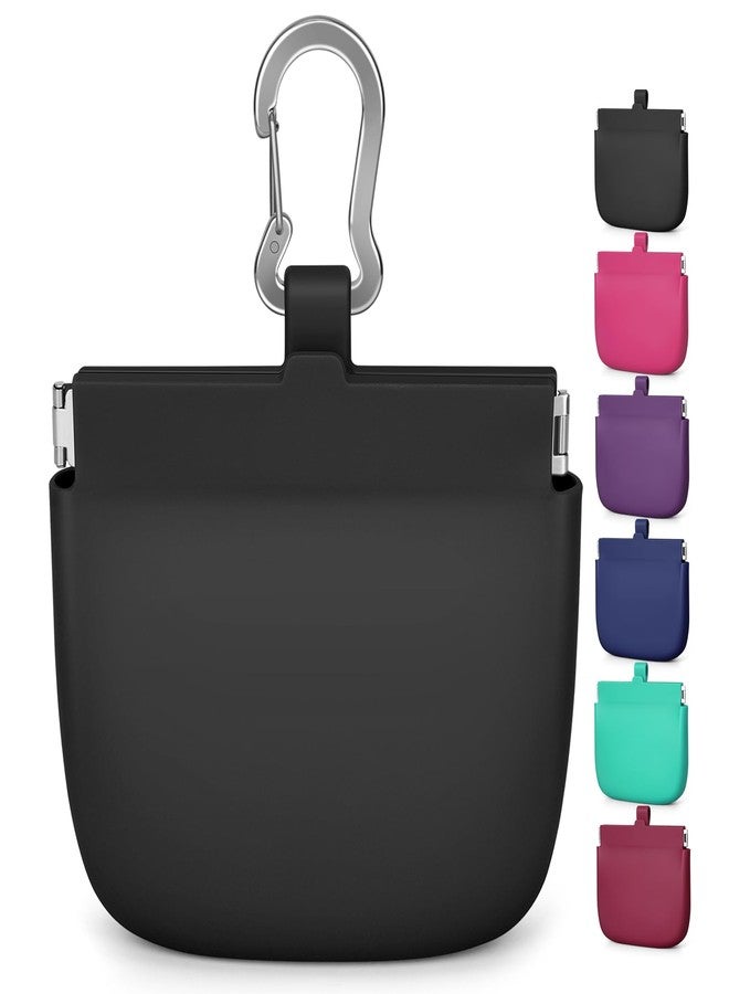 RBibei【One-Hand Access Silicone Dog Treat Pouch, Small Pocket Sized Training Pouch with Pull Tab & Auto Closing Lid for Easy Pet Training & Walking (Black) - Image 1