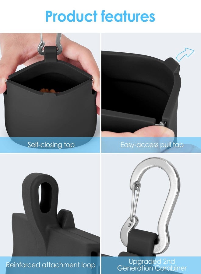 RBibei【One-Hand Access Silicone Dog Treat Pouch, Small Pocket Sized Training Pouch with Pull Tab & Auto Closing Lid for Easy Pet Training & Walking (Black) - Image 5
