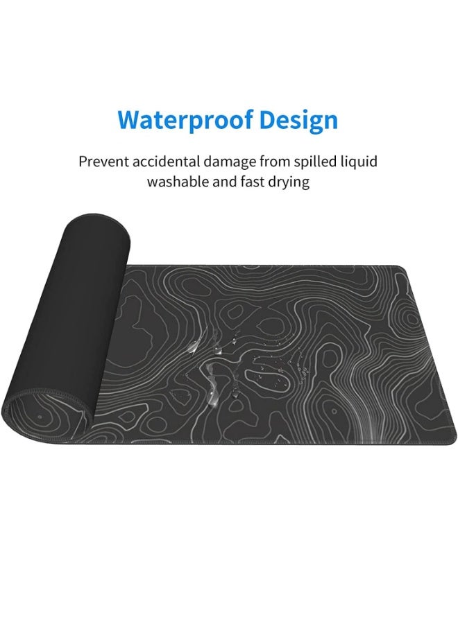 JZS Topographic Contour Gaming Mouse Pad, Large Gaming Mouse Pad, Waterproof Topographic Mouse Pads with Non-slip Rubber Base for Gaming, Office - Image 2