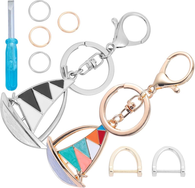 Sailboat Key Pendants and Stylish Bag Ornaments 2pcs Multipurpose Creative Keychains for Car and Handbag Accessories - Image 1