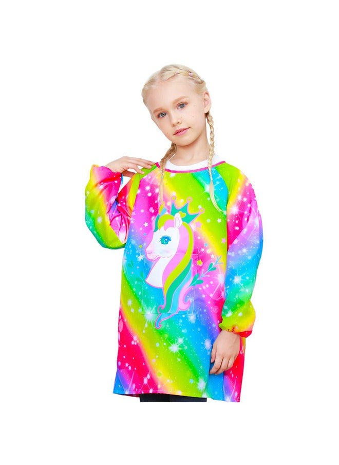 Sylfairy - Kids Art Smocks For Painting, Waterproof Artist Rainbow Unicorn Aprons Paint Smocks Toddler Apron Smock For Child (Rainbow, Medium,3-7 Years) - Image 1