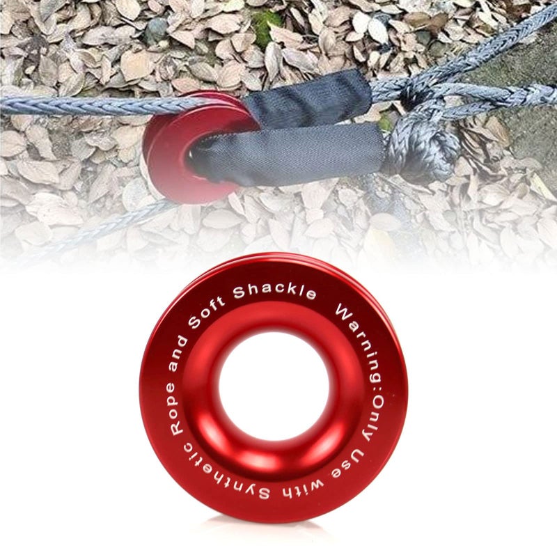 RULLINE Winch Snatch Recovery Ring Compatible with Soft Shackle ATV UTV SUV Truck OffRoad Vehicle Towing Rcovery Snatch Block 41000lbsRed