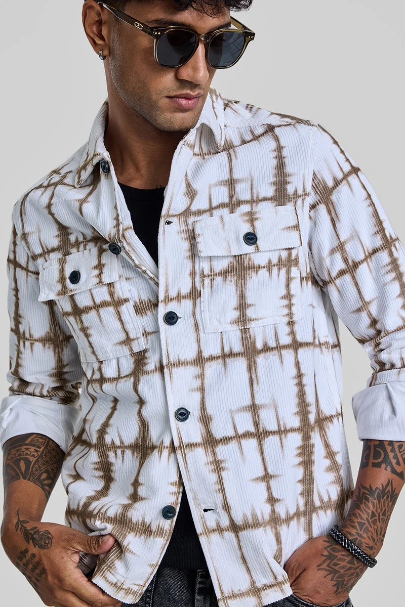 SNITCH Brown Abstract Corduroy Overshirt
