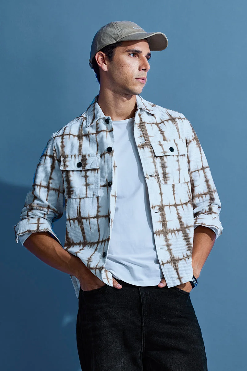 SNITCH Brown Abstract Corduroy Overshirt