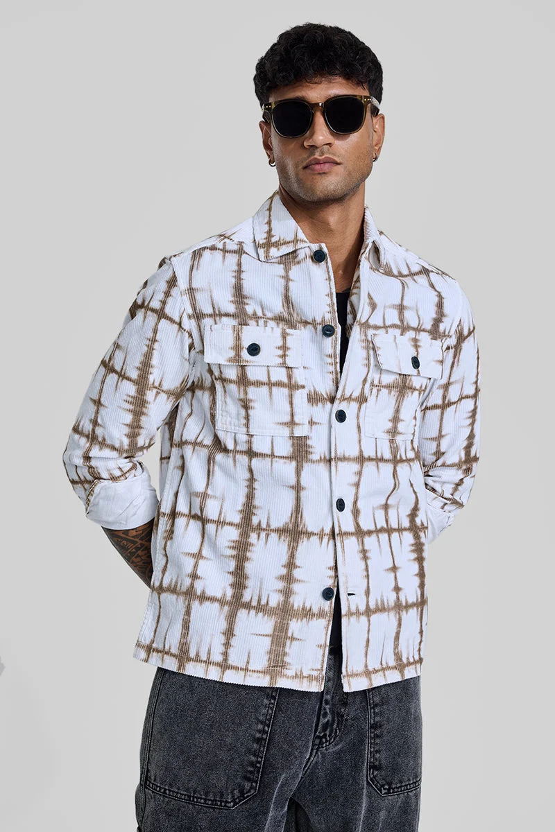 SNITCH Brown Abstract Corduroy Overshirt
