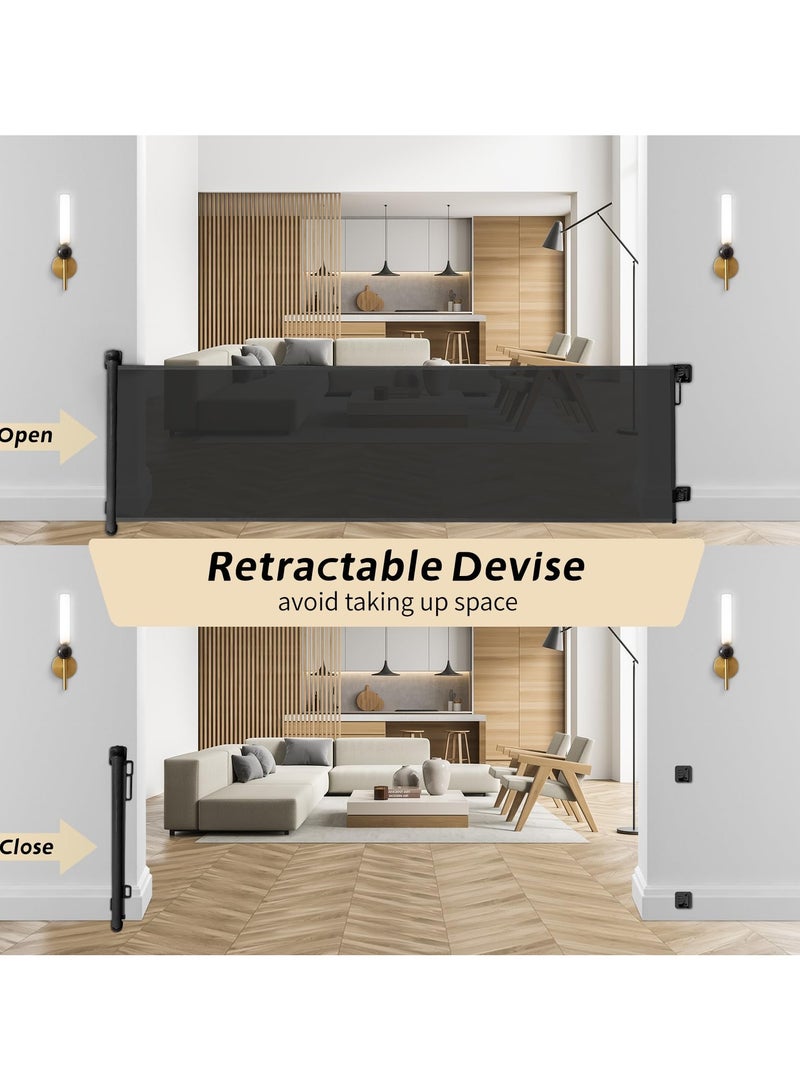 Mr. Penda Retractable Baby Gate, 300cm*86cm Safety Gate, No Drill Installation with Strong Adhesive Tape and Screw Options for Damage-Free Setup, for Stairs Doorways and Keeping Children Dogs Safe (Black) - Image 3