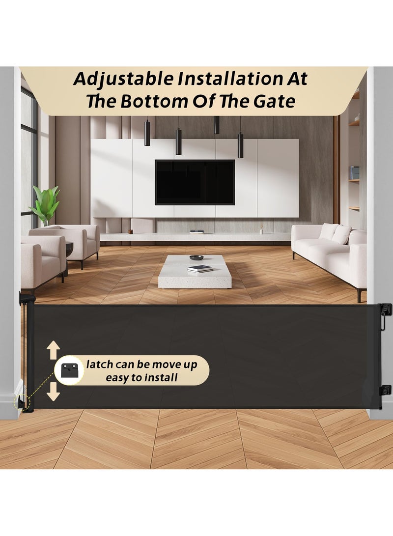 Mr. Penda Retractable Baby Gate, 300cm*86cm Safety Gate, No Drill Installation with Strong Adhesive Tape and Screw Options for Damage-Free Setup, for Stairs Doorways and Keeping Children Dogs Safe (Black) - Image 4