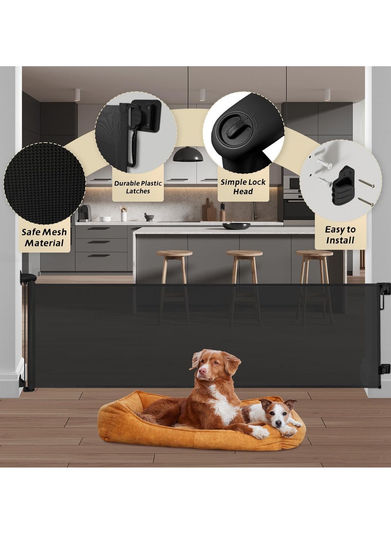 Mr. Penda Retractable Baby Gate, 300cm*86cm Safety Gate, No Drill Installation with Strong Adhesive Tape and Screw Options for Damage-Free Setup, for Stairs Doorways and Keeping Children Dogs Safe (Black) - Image 5