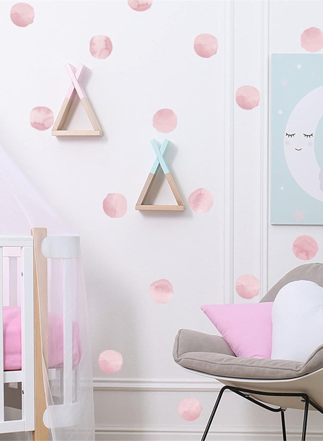 12 Sheets 72 Pcs Light Pink Watercolor Polka Dots Wall Stickers, Macaron Ins Style Removable Peel & Stick Vinyl Wall Decals, for Nursery Baby Room Bedroom Living Room Playroom Home Decor - Image 3