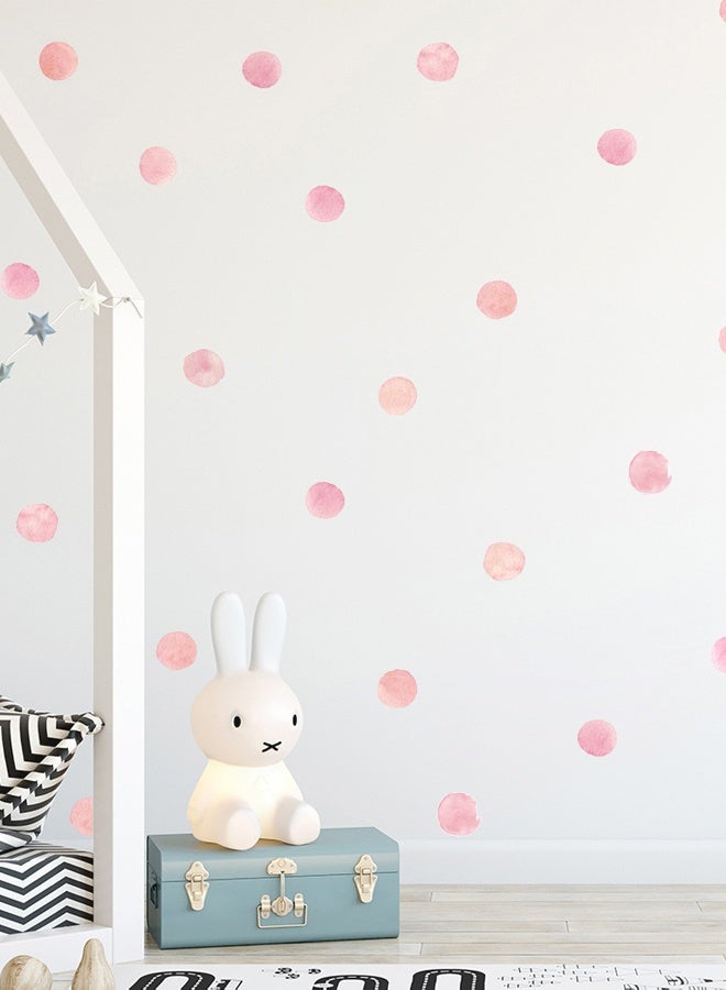 12 Sheets 72 Pcs Light Pink Watercolor Polka Dots Wall Stickers, Macaron Ins Style Removable Peel & Stick Vinyl Wall Decals, for Nursery Baby Room Bedroom Living Room Playroom Home Decor - Image 1