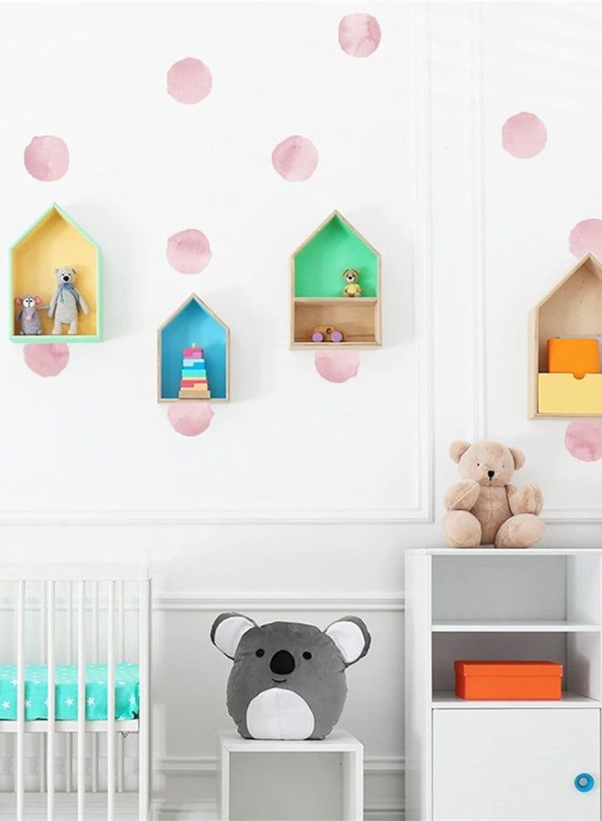 12 Sheets 72 Pcs Light Pink Watercolor Polka Dots Wall Stickers, Macaron Ins Style Removable Peel & Stick Vinyl Wall Decals, for Nursery Baby Room Bedroom Living Room Playroom Home Decor - Image 2