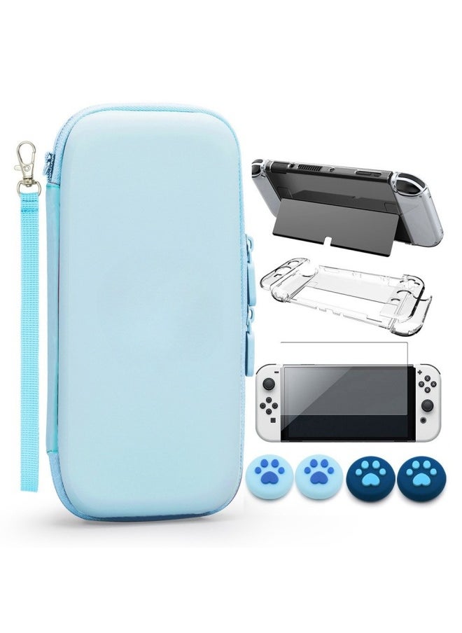 Generic 适用任天堂switch OLED保护套装 Switch 主机收纳包保护壳钢化膜-产品颜色:oled套装包绿色拉链  - Image 5