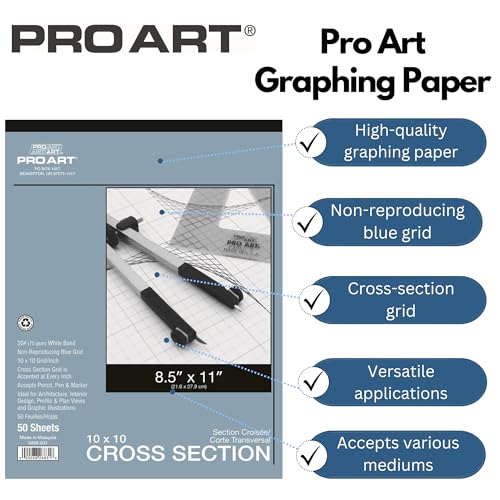 Pro Art 8-1/2-Inch by 11-Inch Cross Section Paper Pad, 10 Squares per Inch - Image 2