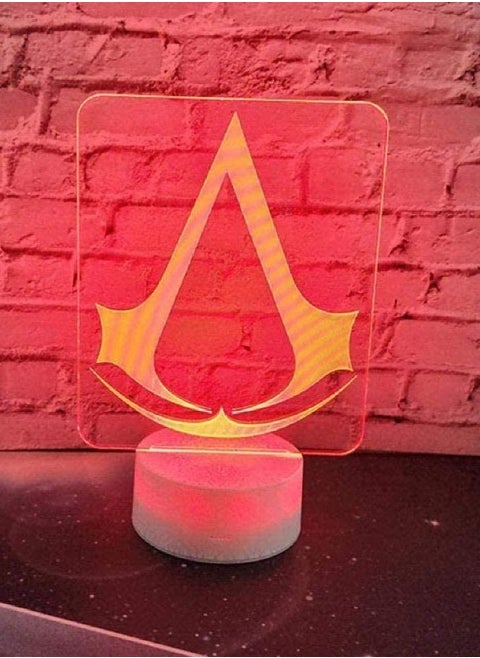 3D Night Light 3D Led Night Light Lamp Game Assassin's Creed Logo Night Light Gift For Kids Bedroom Decor Color Changing Child Study Room 3D Lamp