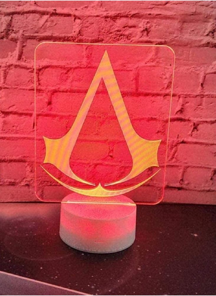 althiqahkey - 3D Night Light 3D Led Night Light Lamp Game Assassin's Creed Logo Night Light Gift For Kids Bedroom Decor Color Changing Child Study Room 3D Lamp - Image 1