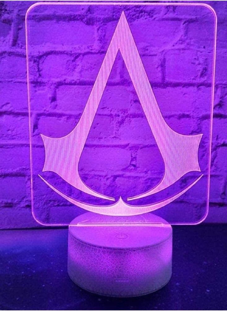althiqahkey - 3D Night Light 3D Led Night Light Lamp Game Assassin's Creed Logo Night Light Gift For Kids Bedroom Decor Color Changing Child Study Room 3D Lamp - Image 1