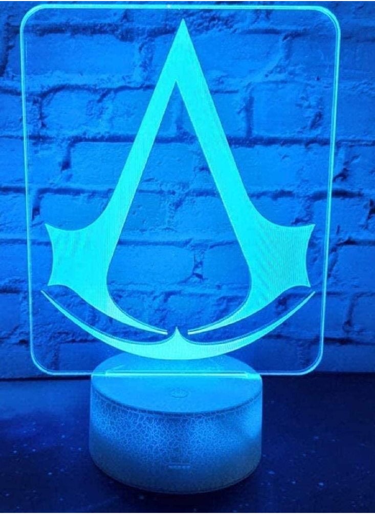 althiqahkey - 3D Night Light 3D Led Night Light Lamp Game Assassin's Creed Logo Night Light Gift For Kids Bedroom Decor Color Changing Child Study Room 3D Lamp - Image 1