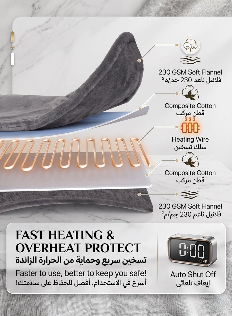 Electric Heating Pad for Pain Relief, Extra Large 16 x 24 Inch Heating Pad for Neck, Shoulders, Back, Waist, Abdomen & Legs, 10 Heat Levels, 4 Timer Options, Auto Shut-Off, Machine Washable - Image 5