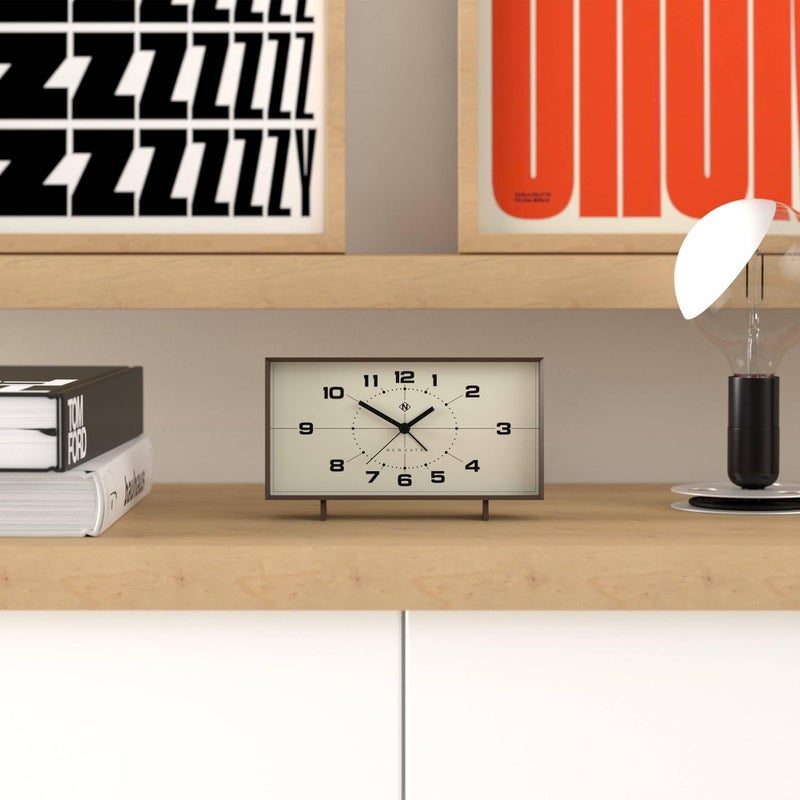 NEWGATEÂ® Wideboy Alarm Clock | Rectangular Retro Design | Mocha Brown | Mid-Century dial | Ideal for Bedside, Desk, Mantel or Shelf | Retro Bedroom & Office Accessory - Image 3