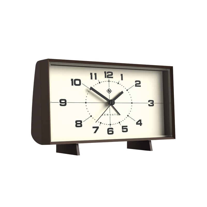 NEWGATEÂ® Wideboy Alarm Clock | Rectangular Retro Design | Mocha Brown | Mid-Century dial | Ideal for Bedside, Desk, Mantel or Shelf | Retro Bedroom & Office Accessory - Image 2