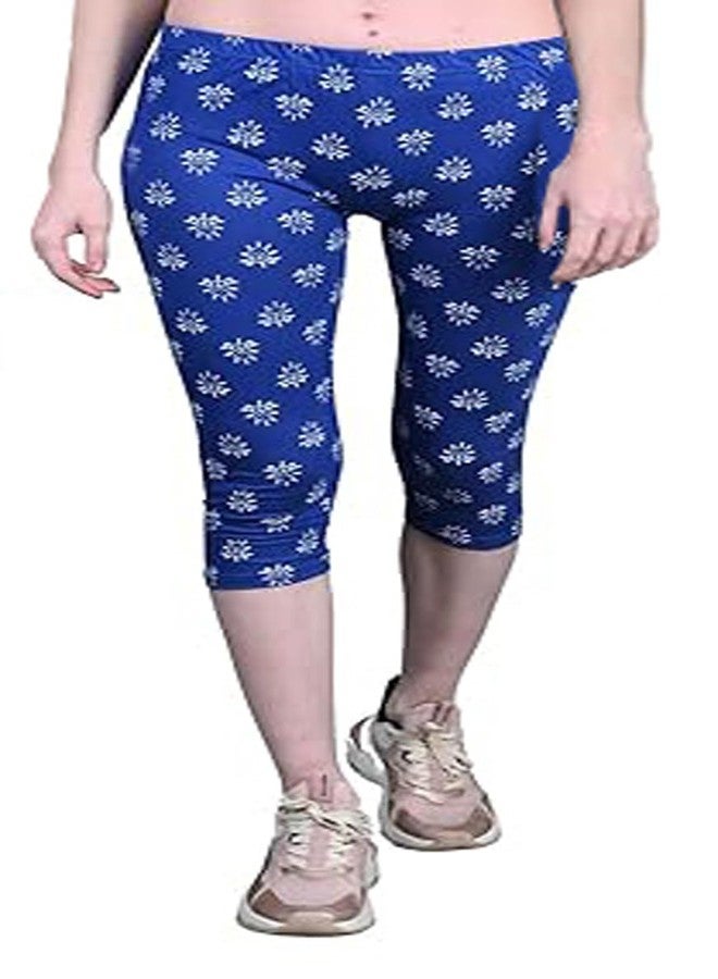 LOVO Girl's Cotton Printed 3/4th Capri/Leggings (GCAP0103, Royal Blue, Magenta, 11-12 Years) Pack of 2 - Image 2
