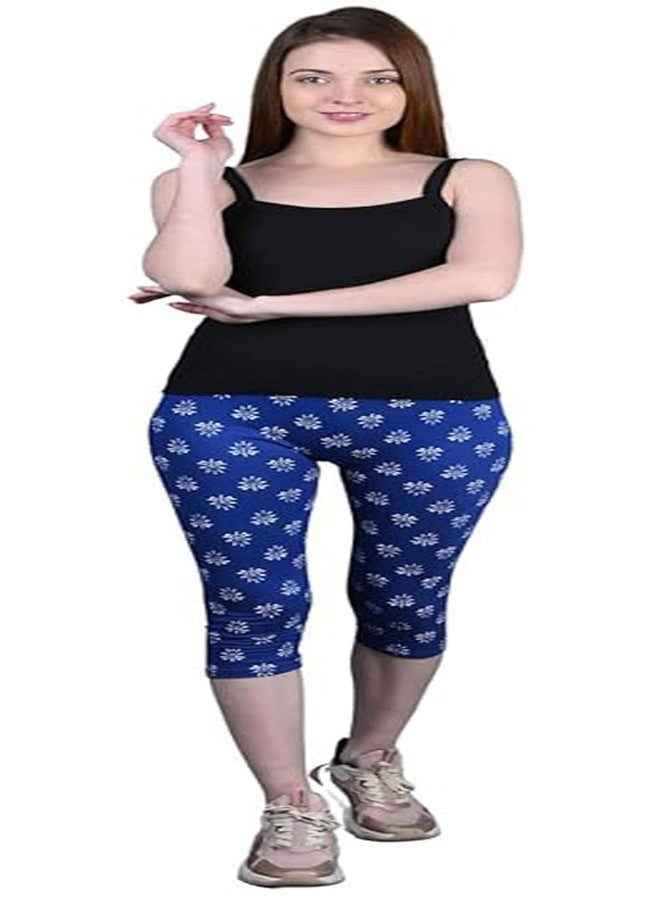 LOVO Girl's Cotton Printed 3/4th Capri/Leggings (GCAP0103, Royal Blue, Magenta, 11-12 Years) Pack of 2 - Image 4