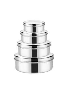 VINOD Vinod Stainless Steel Puri Dabba, Airtight Storage Containers - Pack of 4 (Capacity: 1200 ml, 1500 ml, 2100 ml, 2500 ml)  - Image 1