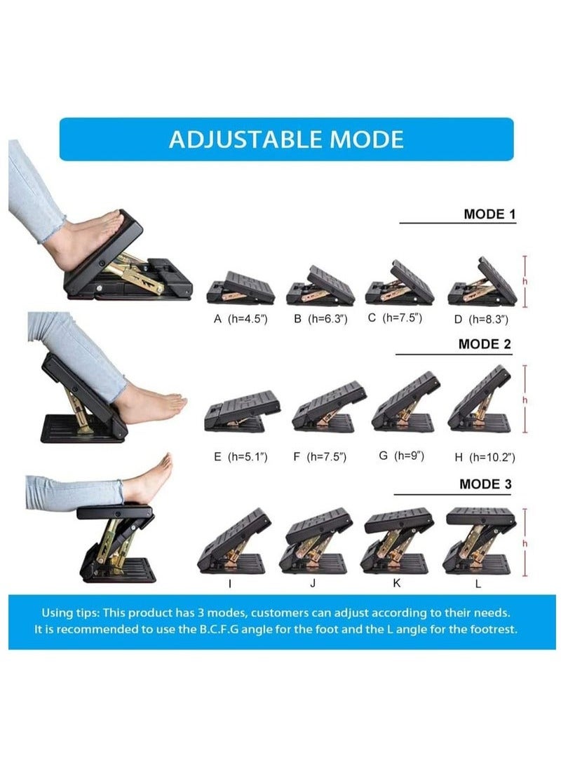 Generic Adjustable Home Office Footrests with Removable Soft Foot Rest Pad Max-Load 120Lbs with Massaging Beads for Car,Under Desk, Home, Train,4-Level Height Adjustment(black)  - Image 2