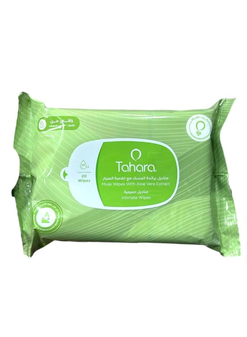 TAHARA Musk Wipes With Aloe Vera Extract 20 Wipes