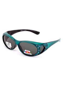 V.W.E. Womens Polarized Fit Over Glasses Sunglasses Rhinestone Rectangular Frame Temple Heart 60Mm (Turquoise)  - Image 1