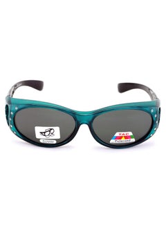 V.W.E. Womens Polarized Fit Over Glasses Sunglasses Rhinestone Rectangular Frame Temple Heart 60Mm (Turquoise)  - Image 2