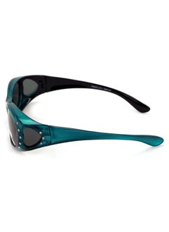 V.W.E. Womens Polarized Fit Over Glasses Sunglasses Rhinestone Rectangular Frame Temple Heart 60Mm (Turquoise)  - Image 3