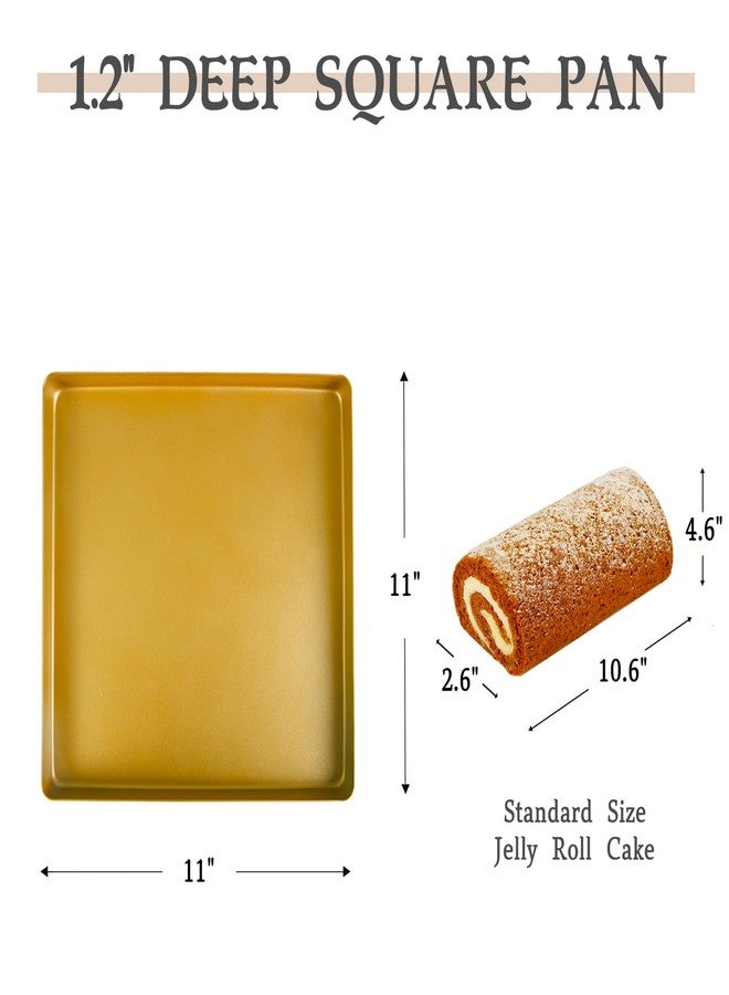 Marimer FOR BAKE Non-Stick 11" Square Baking Sheet - Golden Aluminum Alloy Oven Pan for Perfect Cookies & More - Warp Resistant & Easy to Clean - 11 x 11 x 1 Inch - Image 2